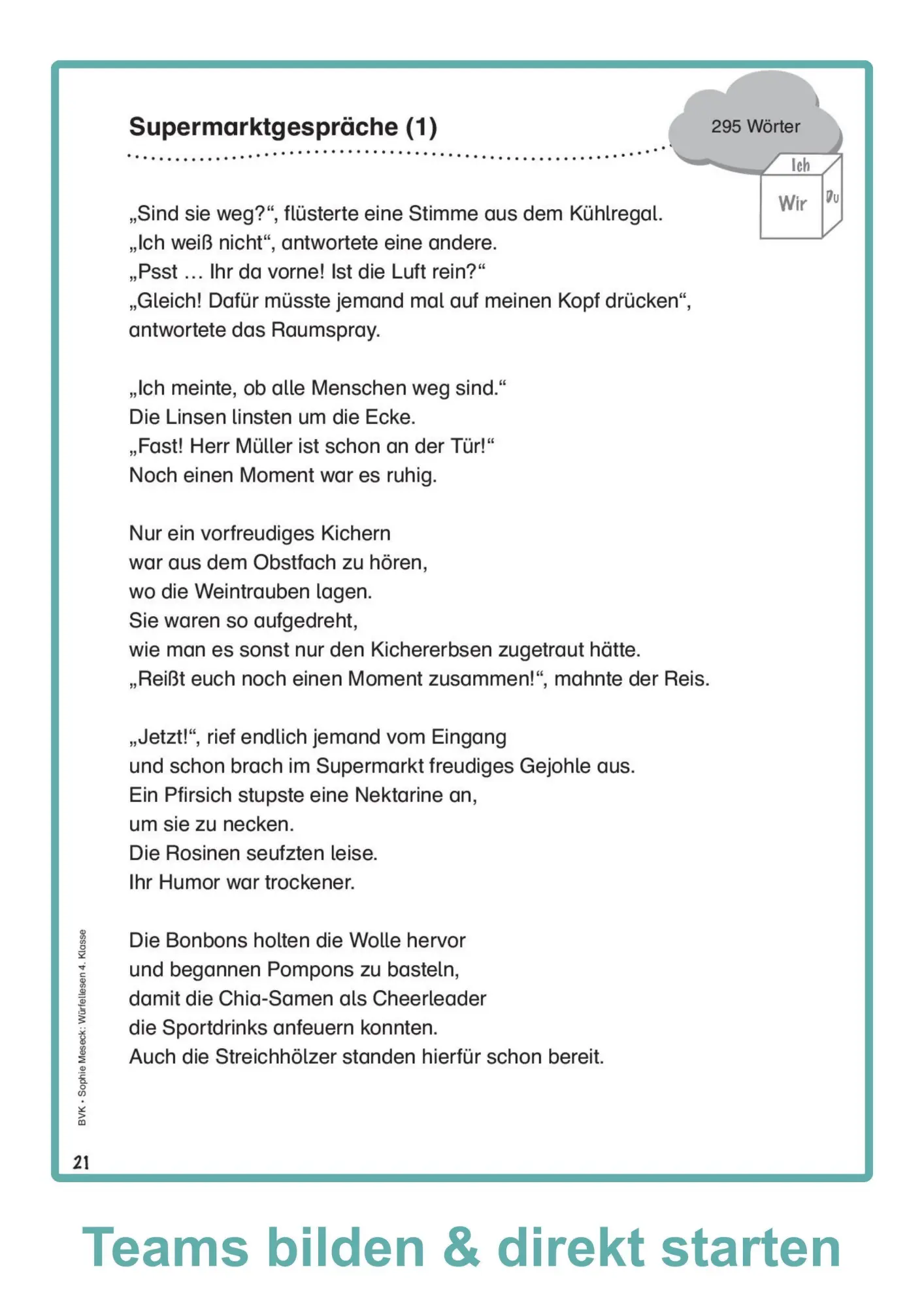 Bild: 9783965202474 | Würfellesen - 4. Klasse | Leseförderung mit vorbereiteten Texten