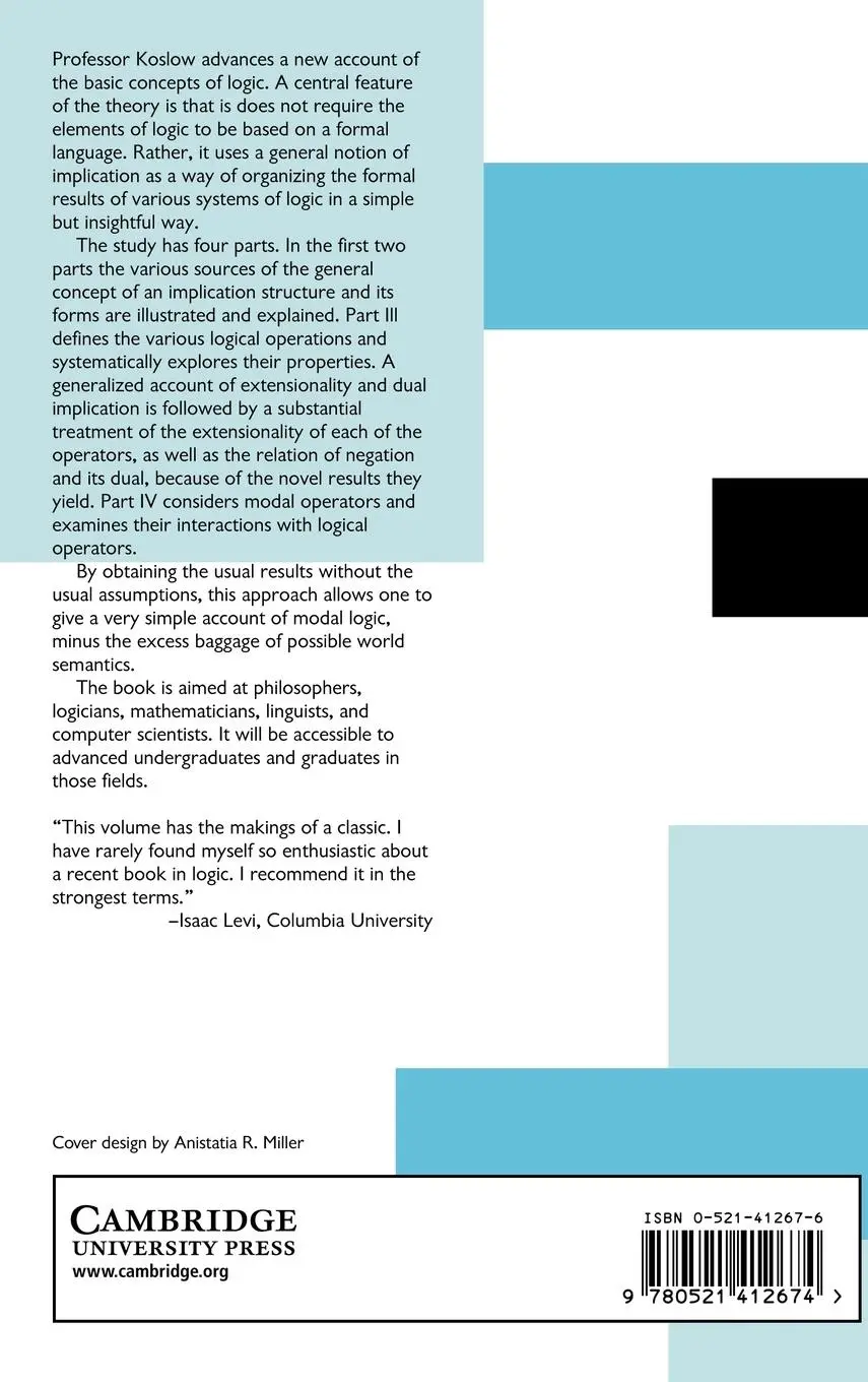 Rückseite: 9780521412674 | A Structuralist Theory of Logic | Arnold Koslow | Buch | Englisch