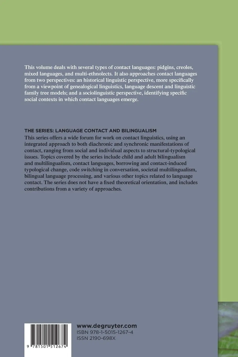 Rückseite: 9781501512674 | Contact Languages | A Comprehensive Guide | Yaron Matras (u. a.) | X