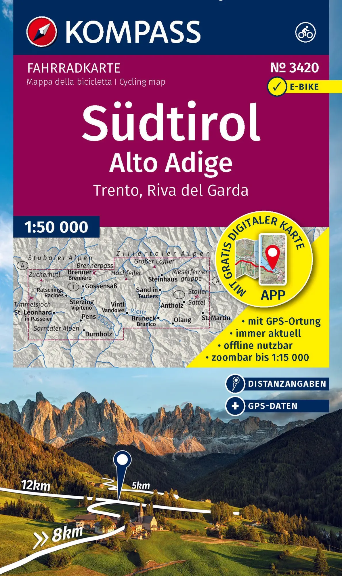 Cover: 9783991542674 | KOMPASS Fahrradkarte 3420 Südtirol / Alto Adige, Trento, Riva del...