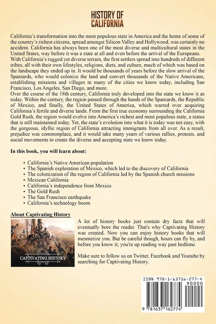 Rückseite: 9781637162774 | History of California | Captivating History | Taschenbuch | Englisch