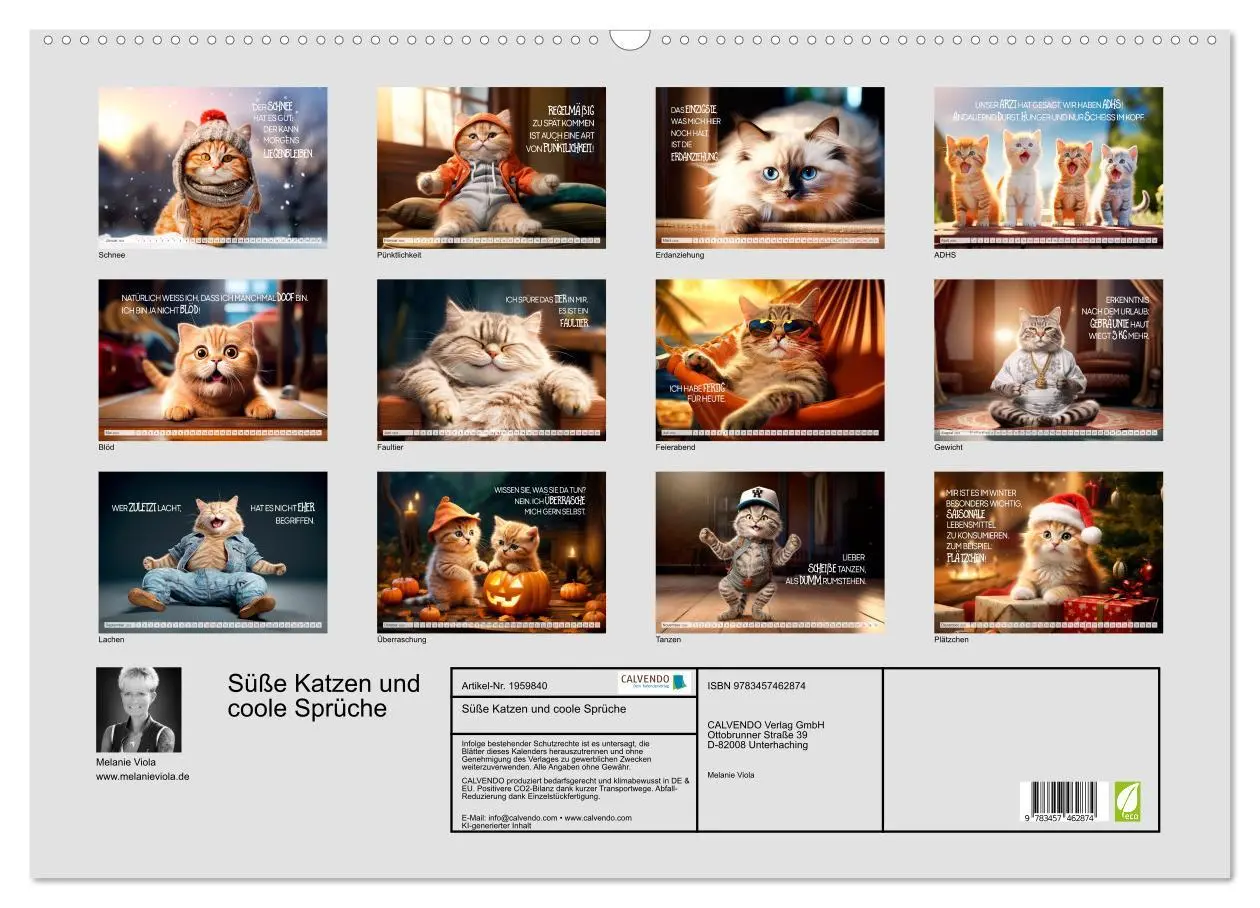 Bild: 9783457462874 | Süße Katzen und coole Sprüche (Wandkalender 2026 DIN A2 quer),...