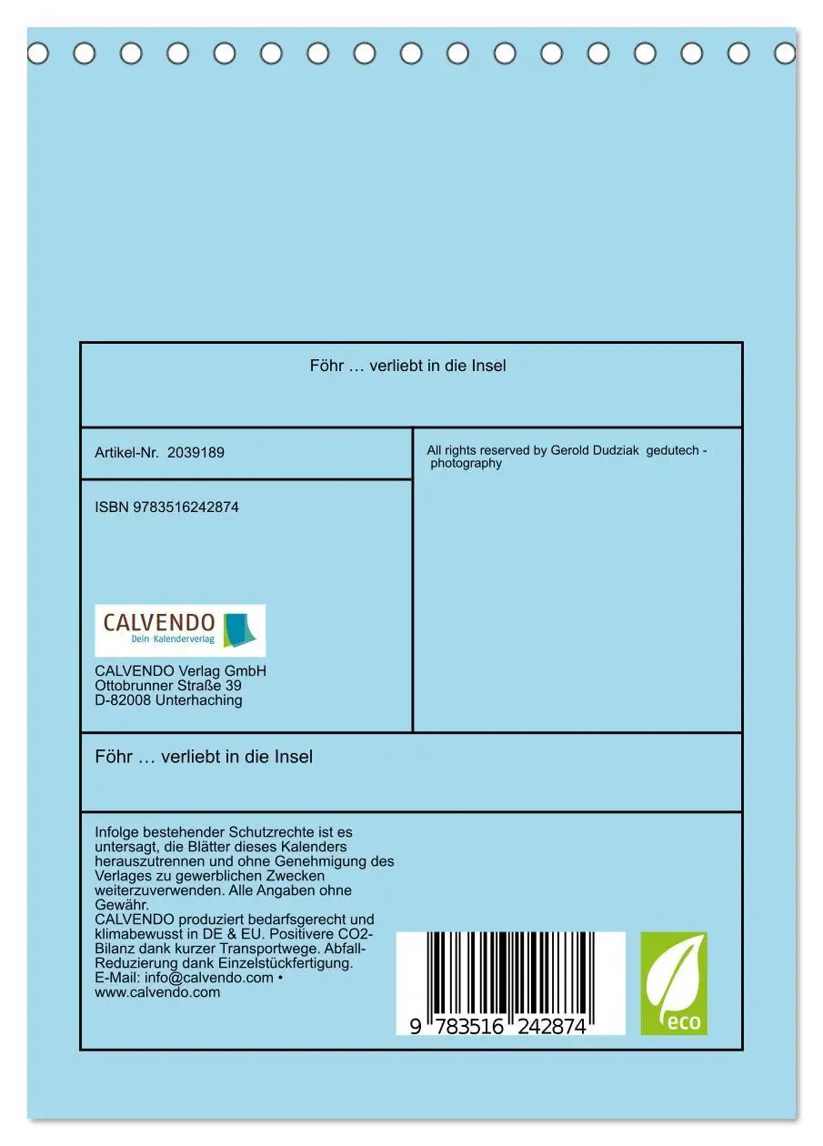 Bild: 9783516242874 | Föhr ... verliebt in die Insel (Tischkalender 2026 DIN A5 hoch),...