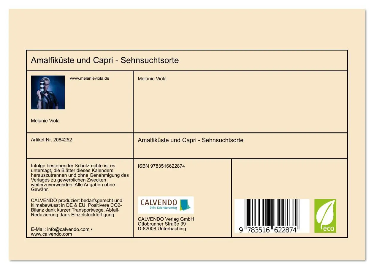 Bild: 9783516622874 | Amalfiküste und Capri - Sehnsuchtsorte (Tischkalender 2026 DIN A5...