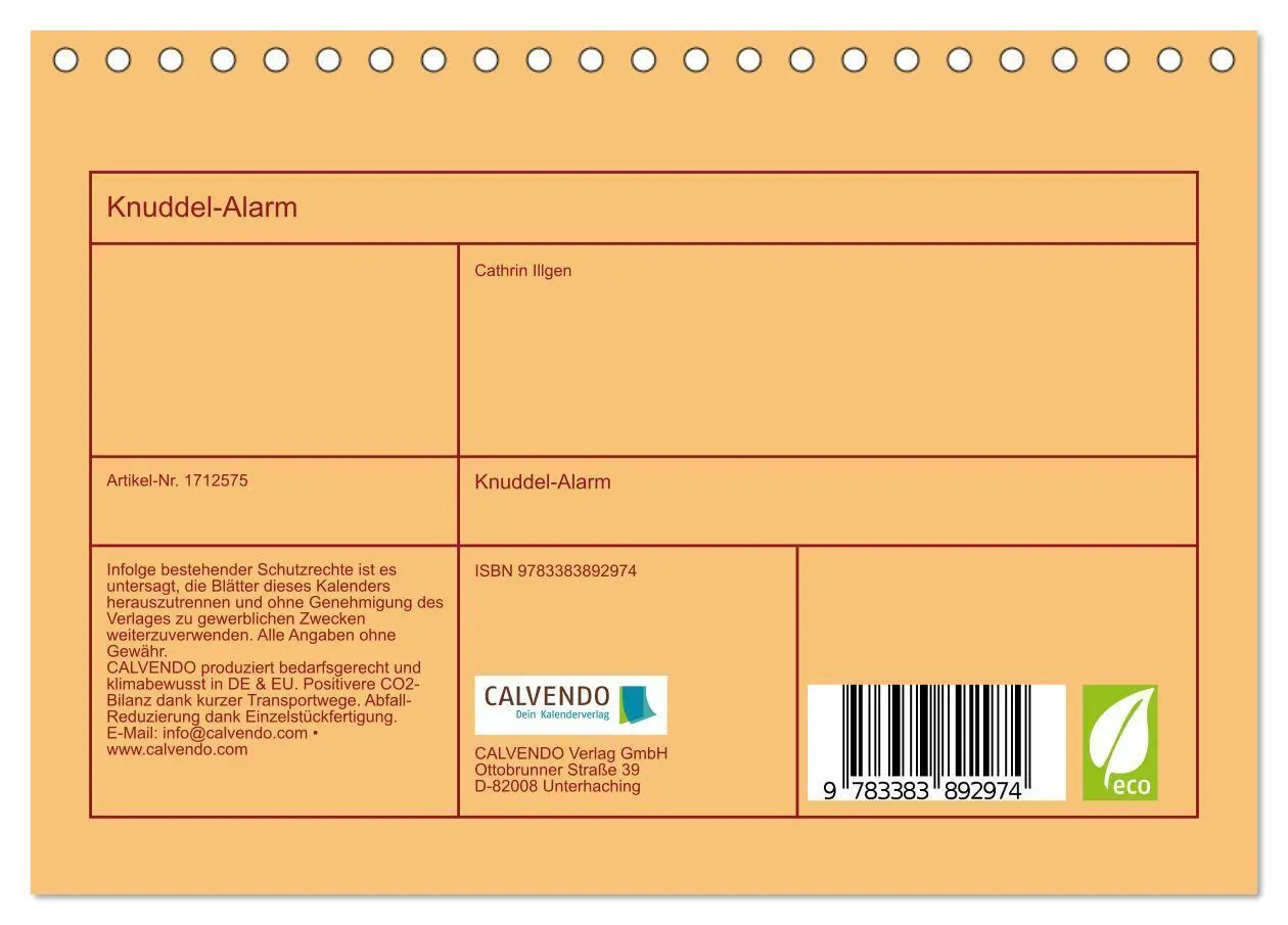 Bild: 9783383892974 | Knuddel-Alarm (Tischkalender 2025 DIN A5 quer), CALVENDO...
