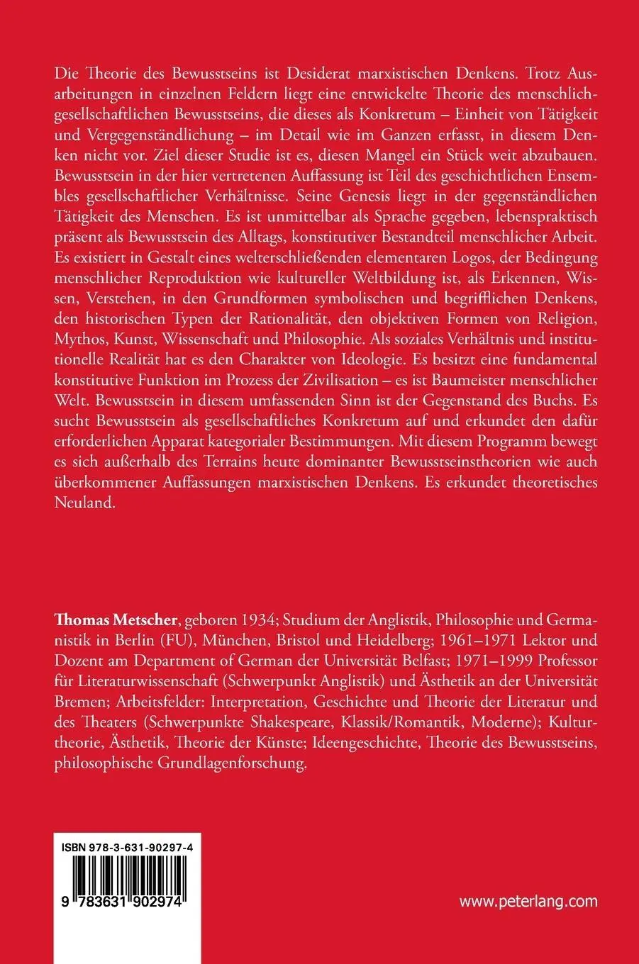 Rückseite: 9783631902974 | Logos und Wirklichkeit | Thomas Metscher | Buch | 494 S. | Deutsch