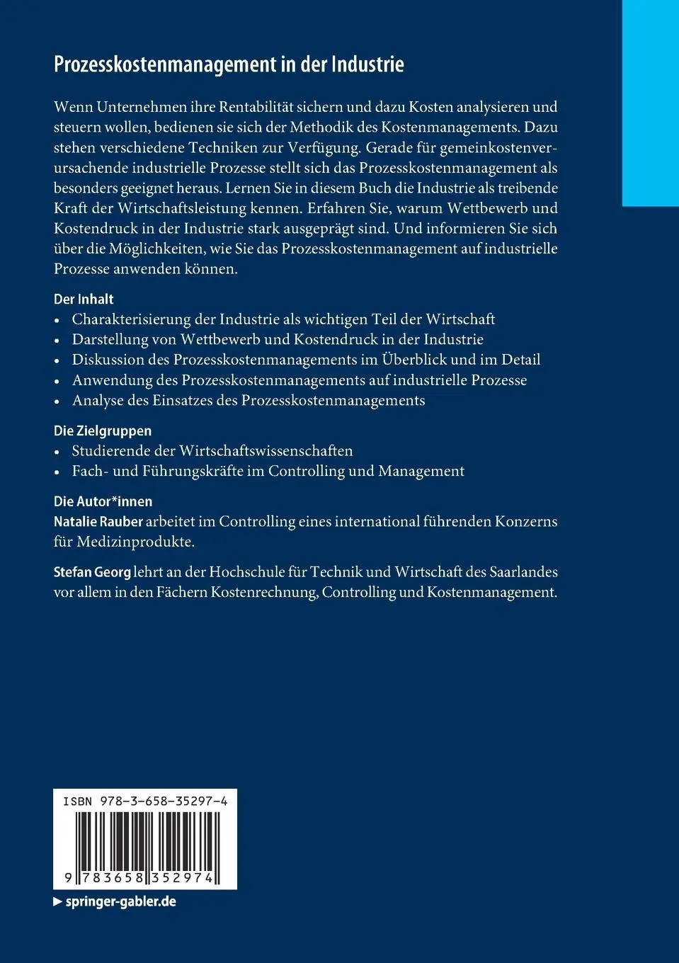Rückseite: 9783658352974 | Prozesskostenmanagement in der Industrie | Natalie Rauber (u. a.)