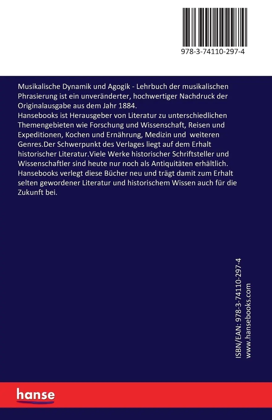 Rückseite: 9783741102974 | Musikalische Dynamik und Agogik | Hugo Riemann | Taschenbuch | 296 S.