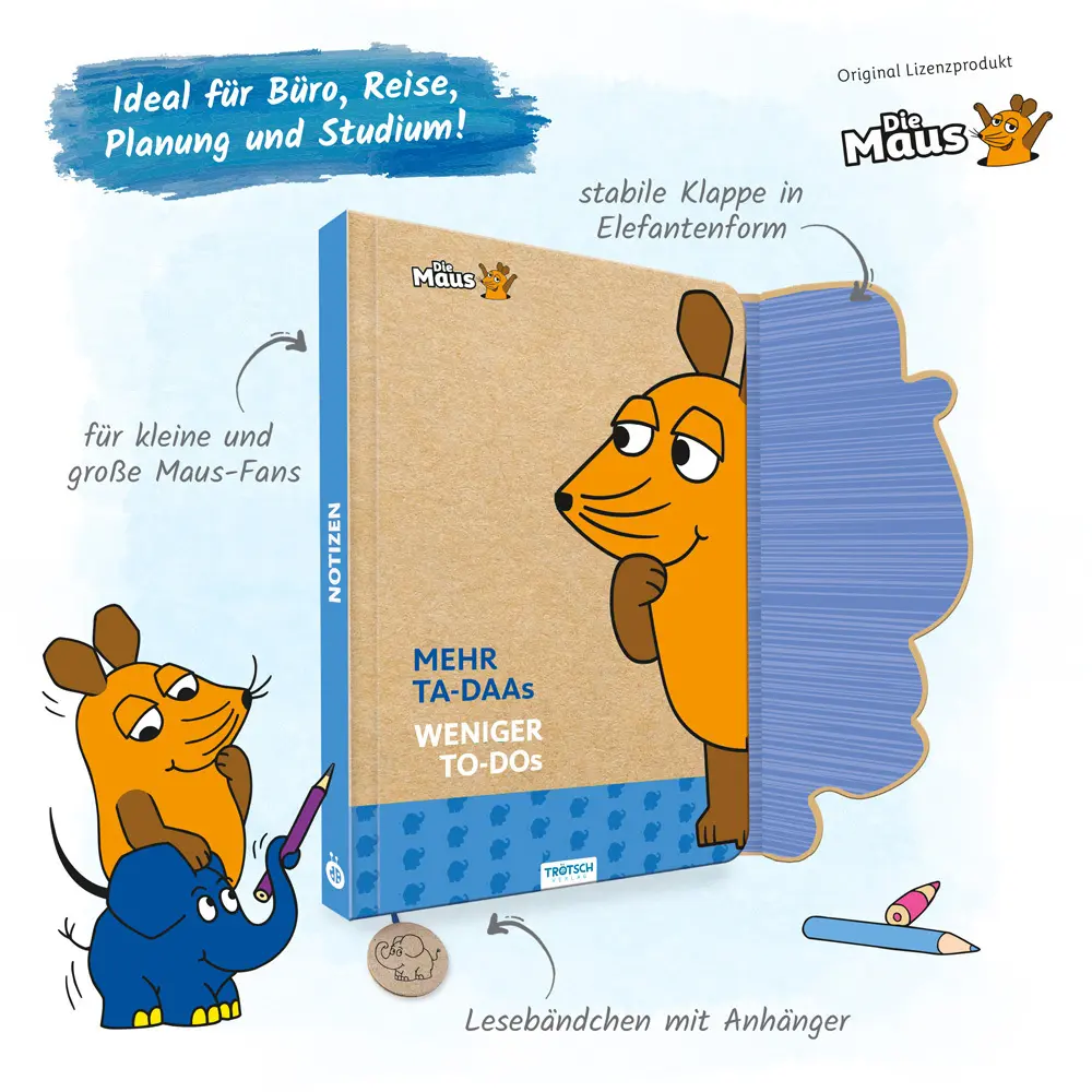 Bild: 9783988022974 | Trötsch Die Maus Notizbuch mit Klappe Elefant | Co.KG | Buch | 128 S.