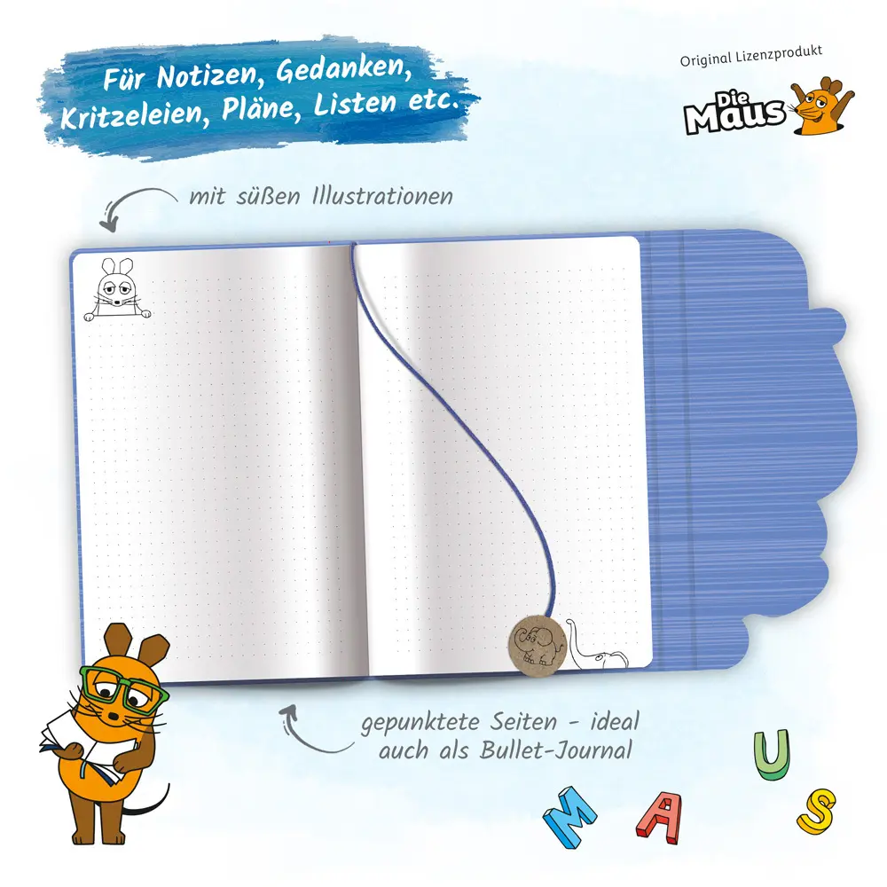 Bild: 9783988022974 | Trötsch Die Maus Notizbuch mit Klappe Elefant | Co.KG | Buch | 128 S.