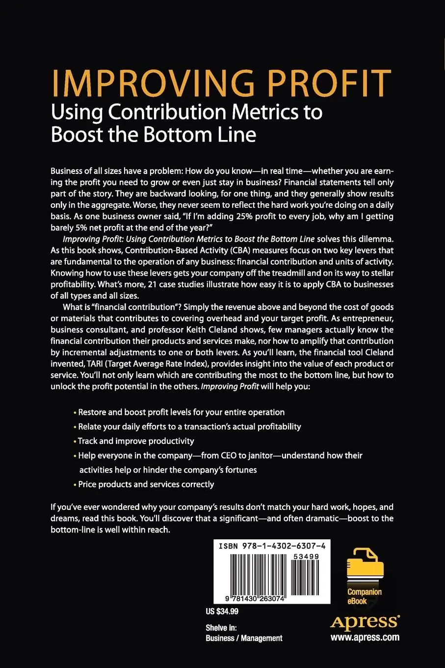 Rückseite: 9781430263074 | Improving Profit | Using Contribution Metrics to Boost the Bottom Line