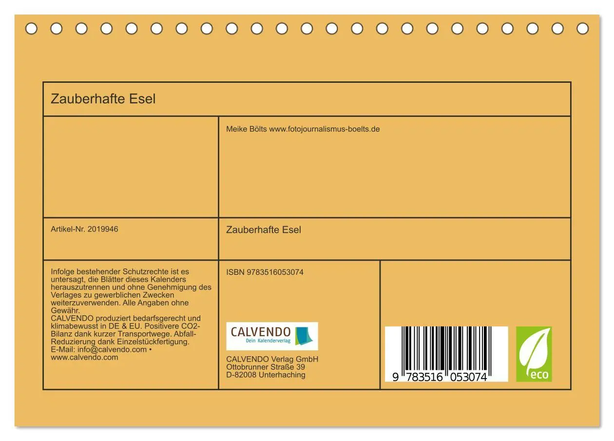 Bild: 9783516053074 | Zauberhafte Esel (Tischkalender 2026 DIN A5 quer), CALVENDO...
