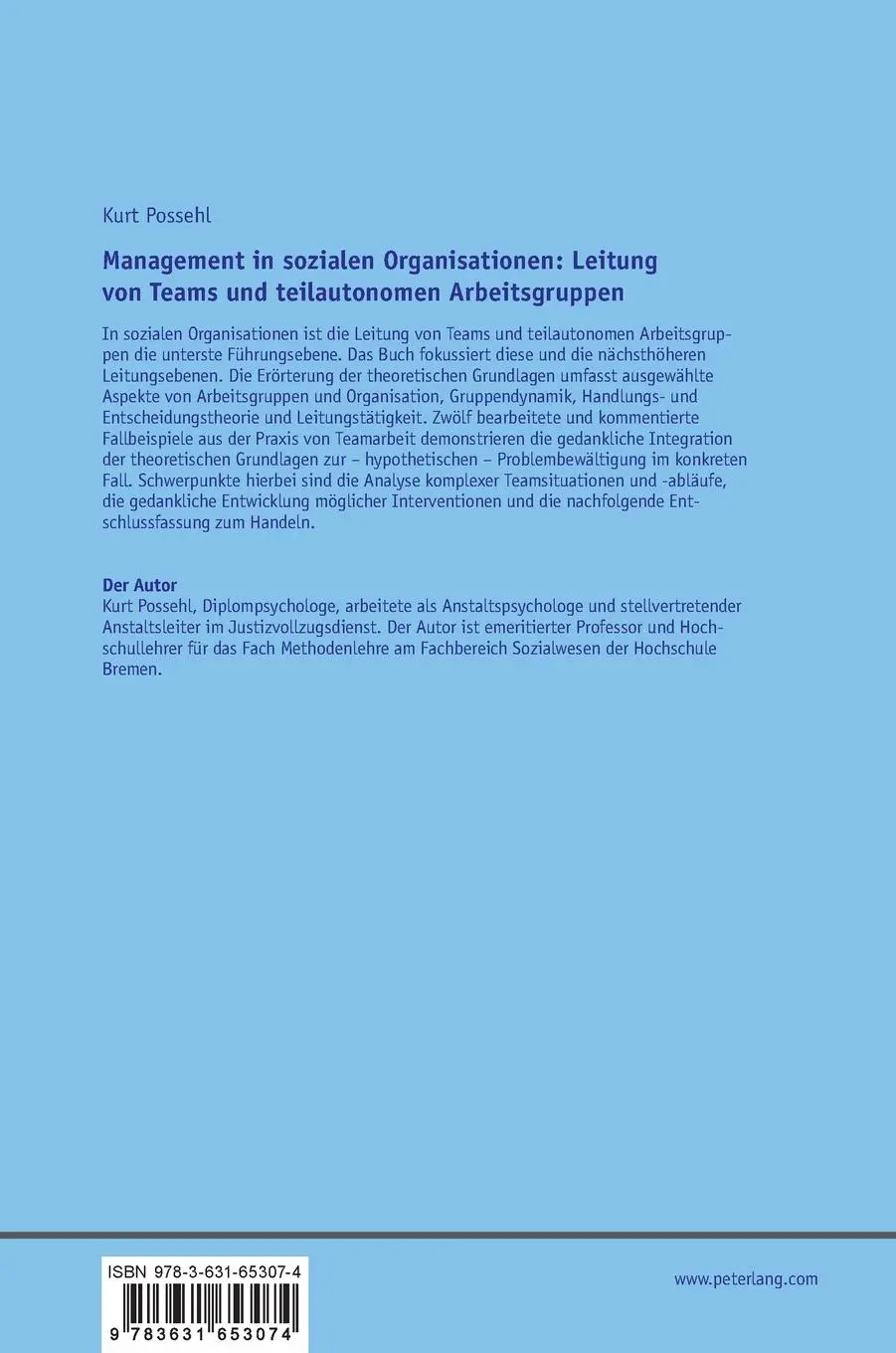 Rückseite: 9783631653074 | Management in sozialen Organisationen: Leitung von Teams und...