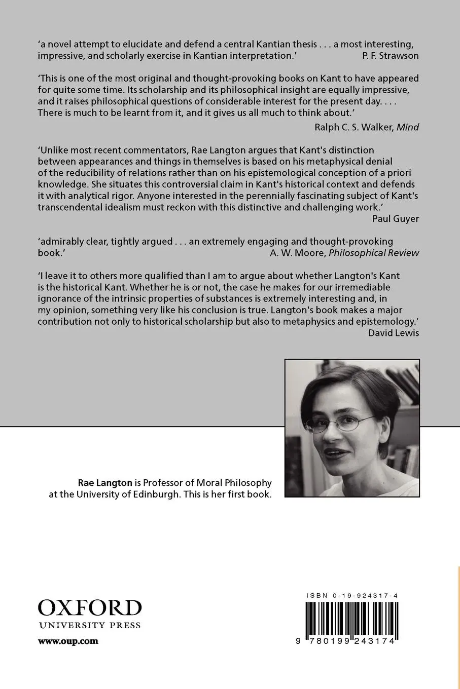 Rückseite: 9780199243174 | Kantian Humility ' Our Ignorance of Things in Themselves ' | Langton