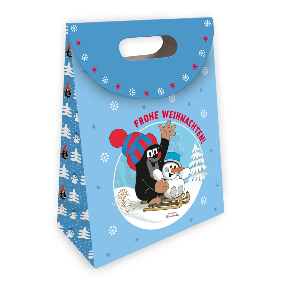 TRÖTSCH - Der kleine Maulwurf Geschenktasche mit Verschluss Winter medium