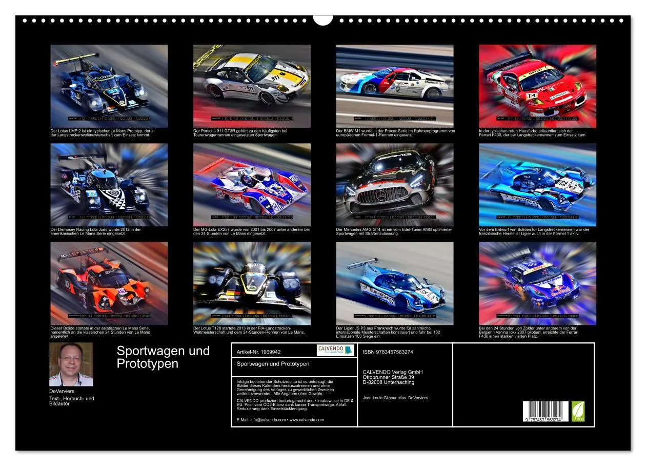 Bild: 9783457563274 | Sportwagen und Prototypen (Wandkalender 2026 DIN A2 quer), CALVENDO...