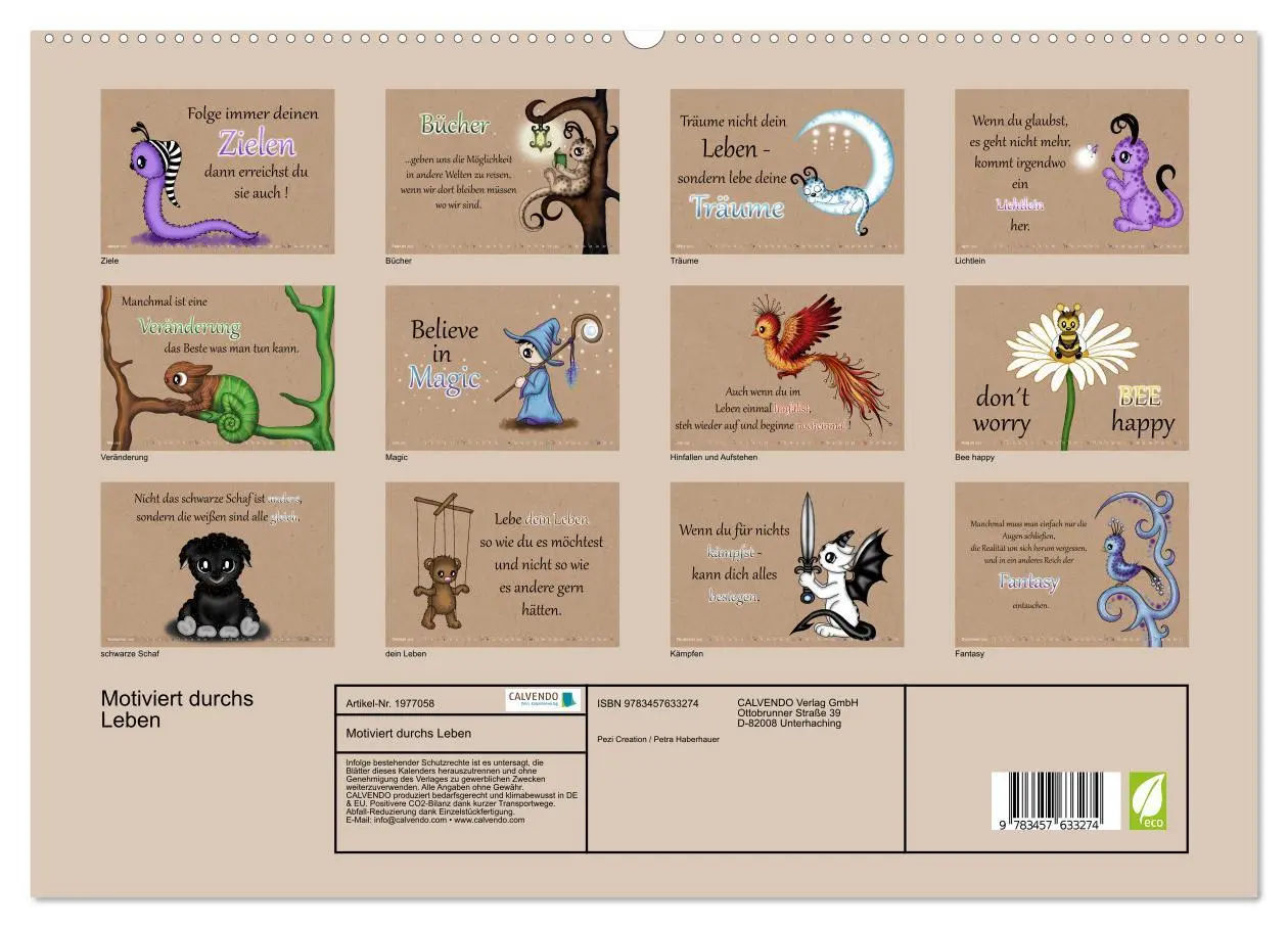 Bild: 9783457633274 | Motiviert durchs Leben (Wandkalender 2026 DIN A2 quer), CALVENDO...