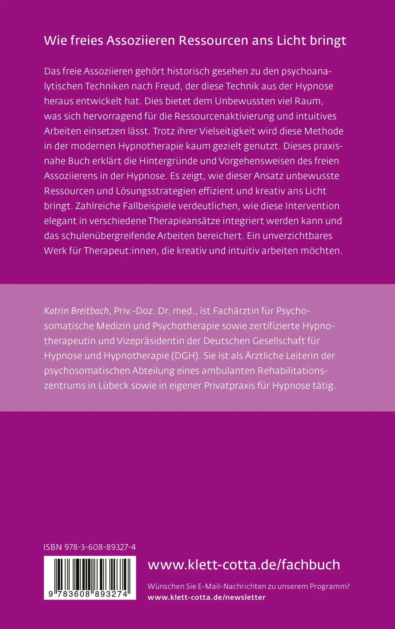 Rückseite: 9783608893274 | Freies Assoziieren in Hypnose (Leben Lernen, Bd. 353) | Breitbach