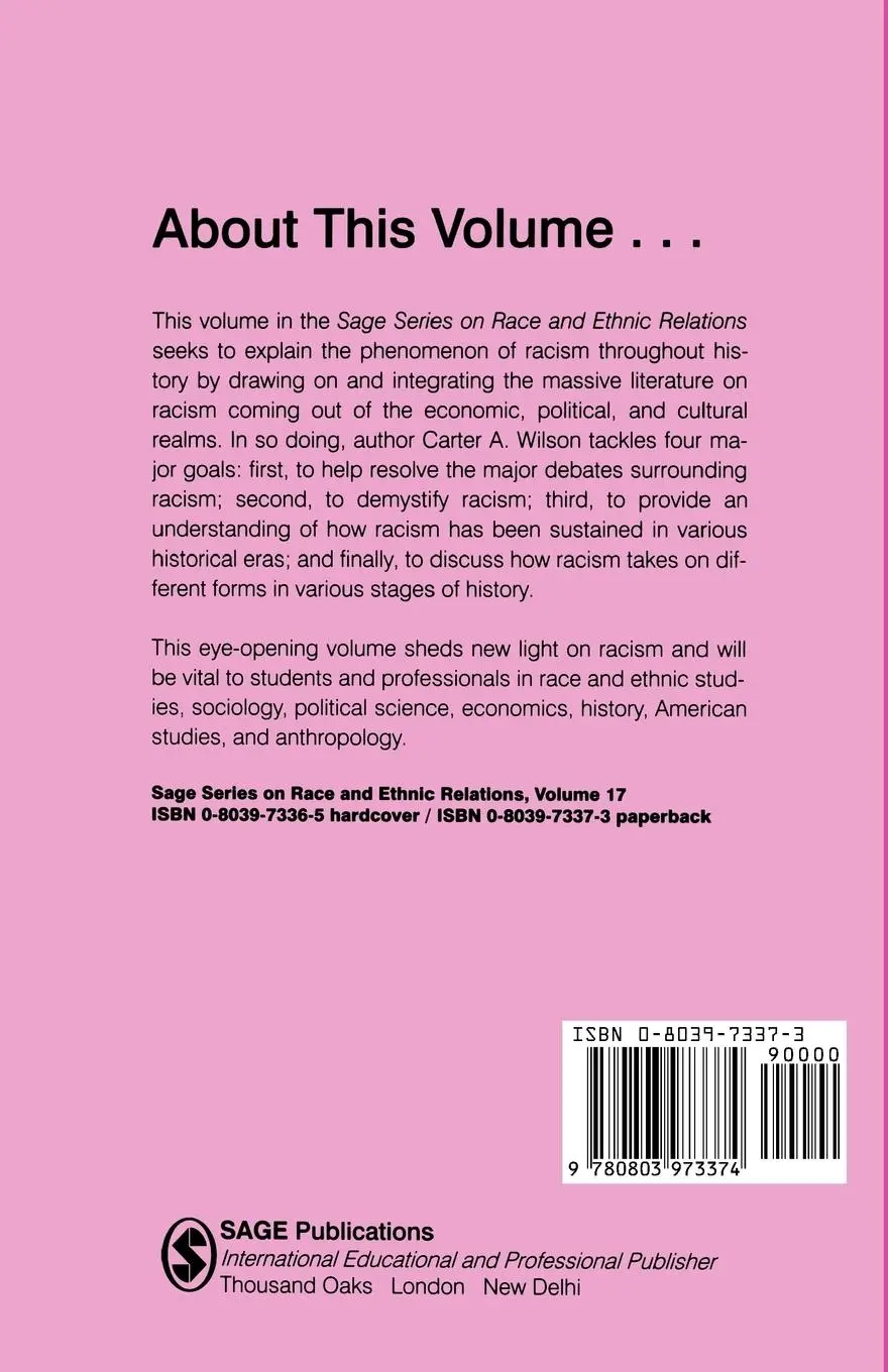 Rückseite: 9780803973374 | Racism | From Slavery to Advanced Capitalism | Carter A. Wilson | Buch