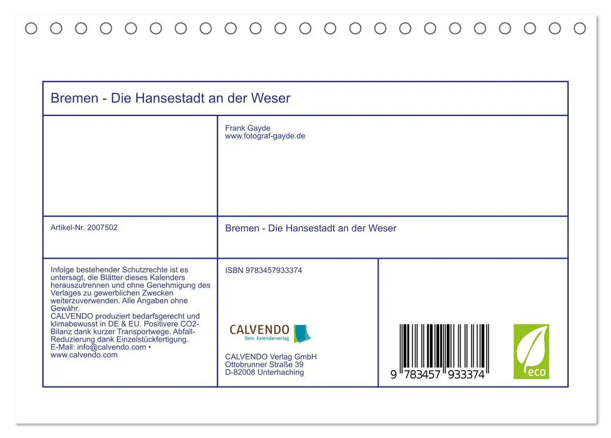Bild: 9783457933374 | Bremen - Die Hansestadt an der Weser (Tischkalender 2026 DIN A5...
