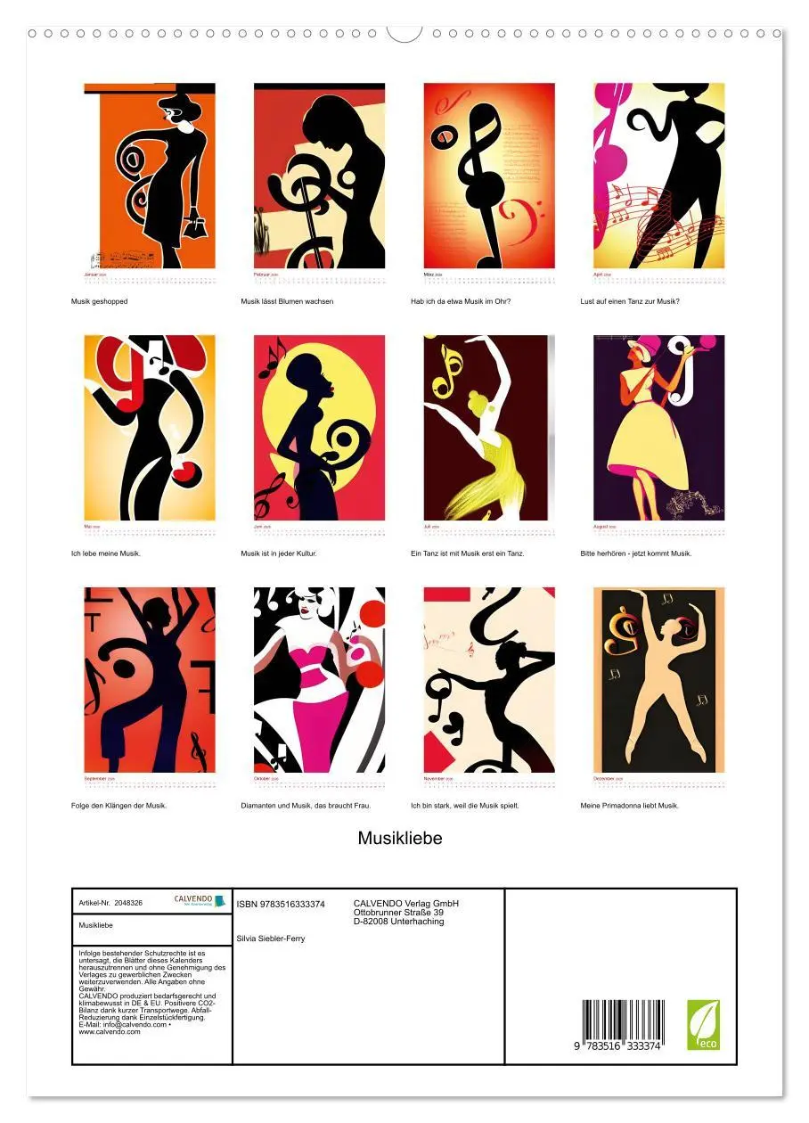 Bild: 9783516333374 | Musikliebe (hochwertiger Premium Wandkalender 2026 DIN A2 hoch),...