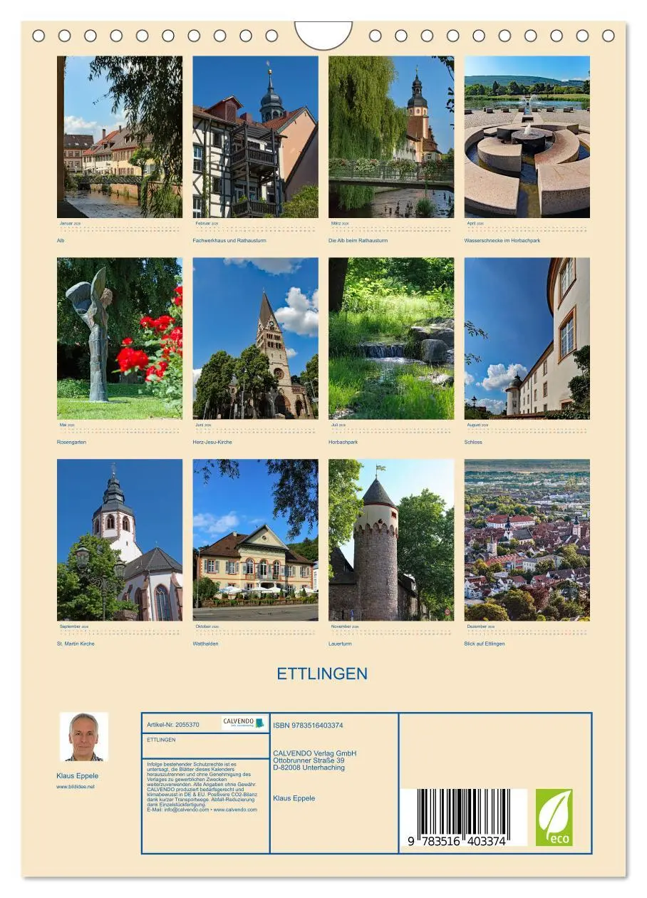 Bild: 9783516403374 | ETTLINGEN (Wandkalender 2026 DIN A4 hoch), CALVENDO Monatskalender
