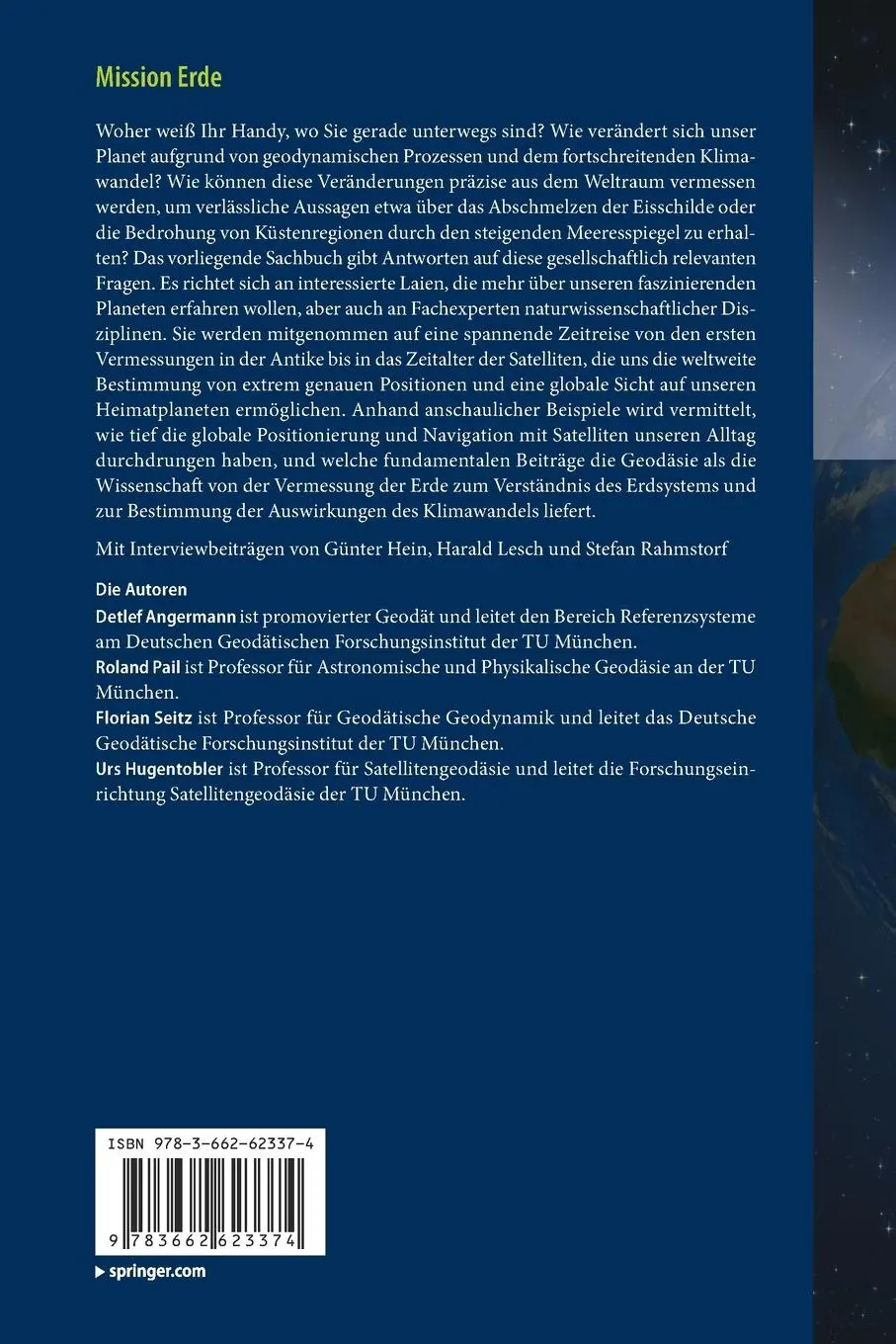 Rückseite: 9783662623374 | Mission Erde | Detlef Angermann (u. a.) | Taschenbuch | XIV | Deutsch