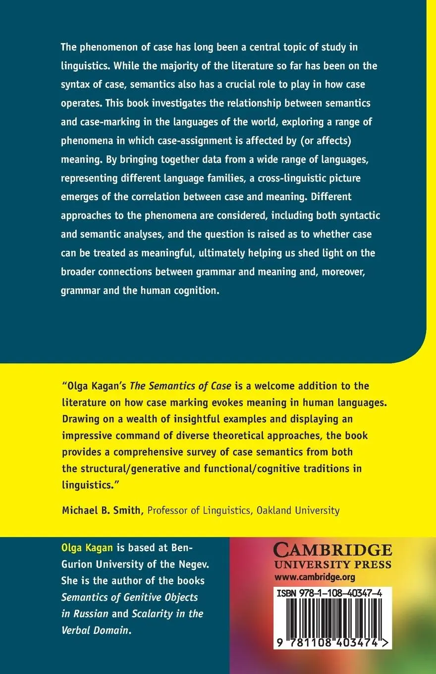 Rückseite: 9781108403474 | The Semantics of Case | Olga Kagan | Taschenbuch | Englisch | 2022