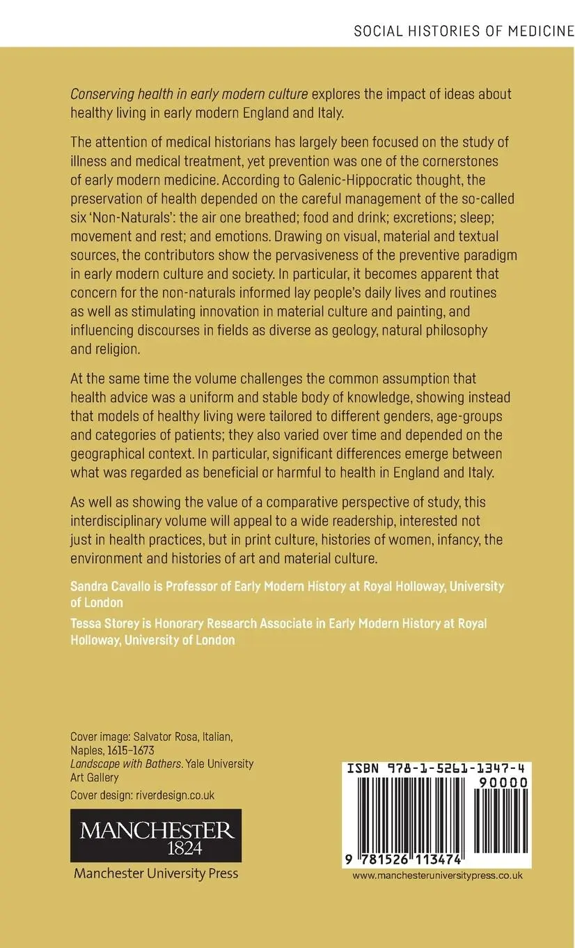 Rückseite: 9781526113474 | Conserving health in early modern culture | Sandra Cavallo (u. a.)