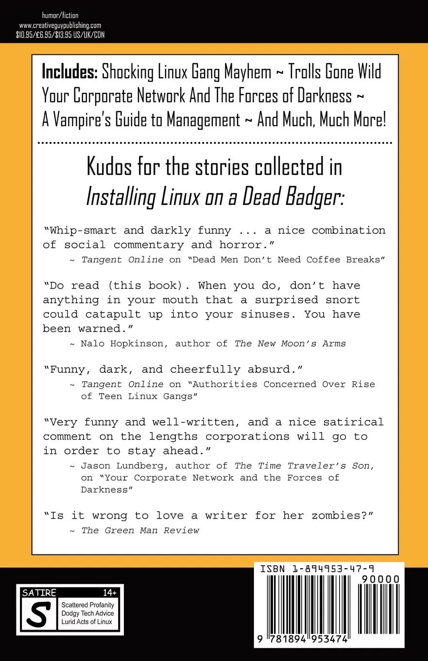 Rückseite: 9781894953474 | Installing Linux on a Dead Badger | Lucy A. Snyder | Taschenbuch