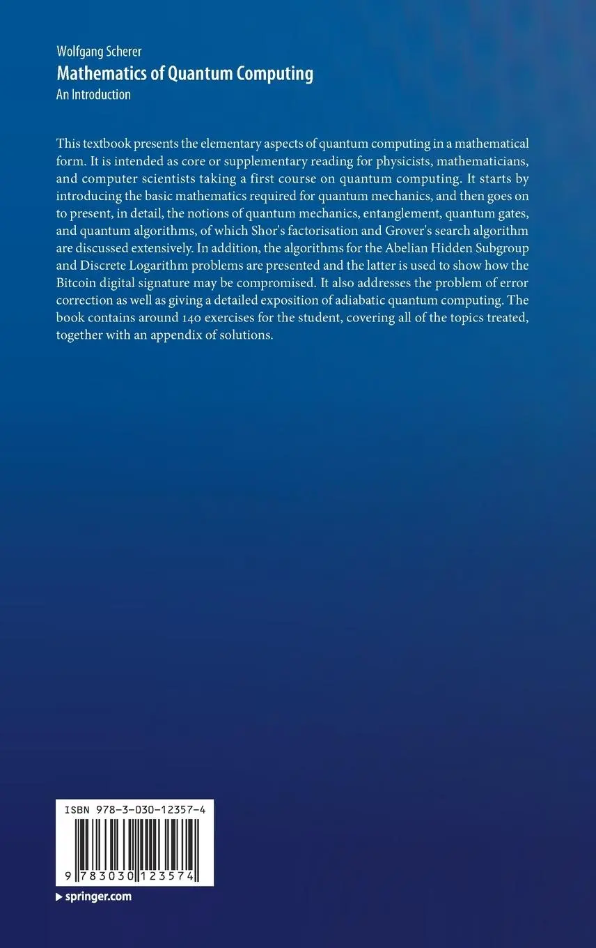 Rückseite: 9783030123574 | Mathematics of Quantum Computing | An Introduction | Wolfgang Scherer