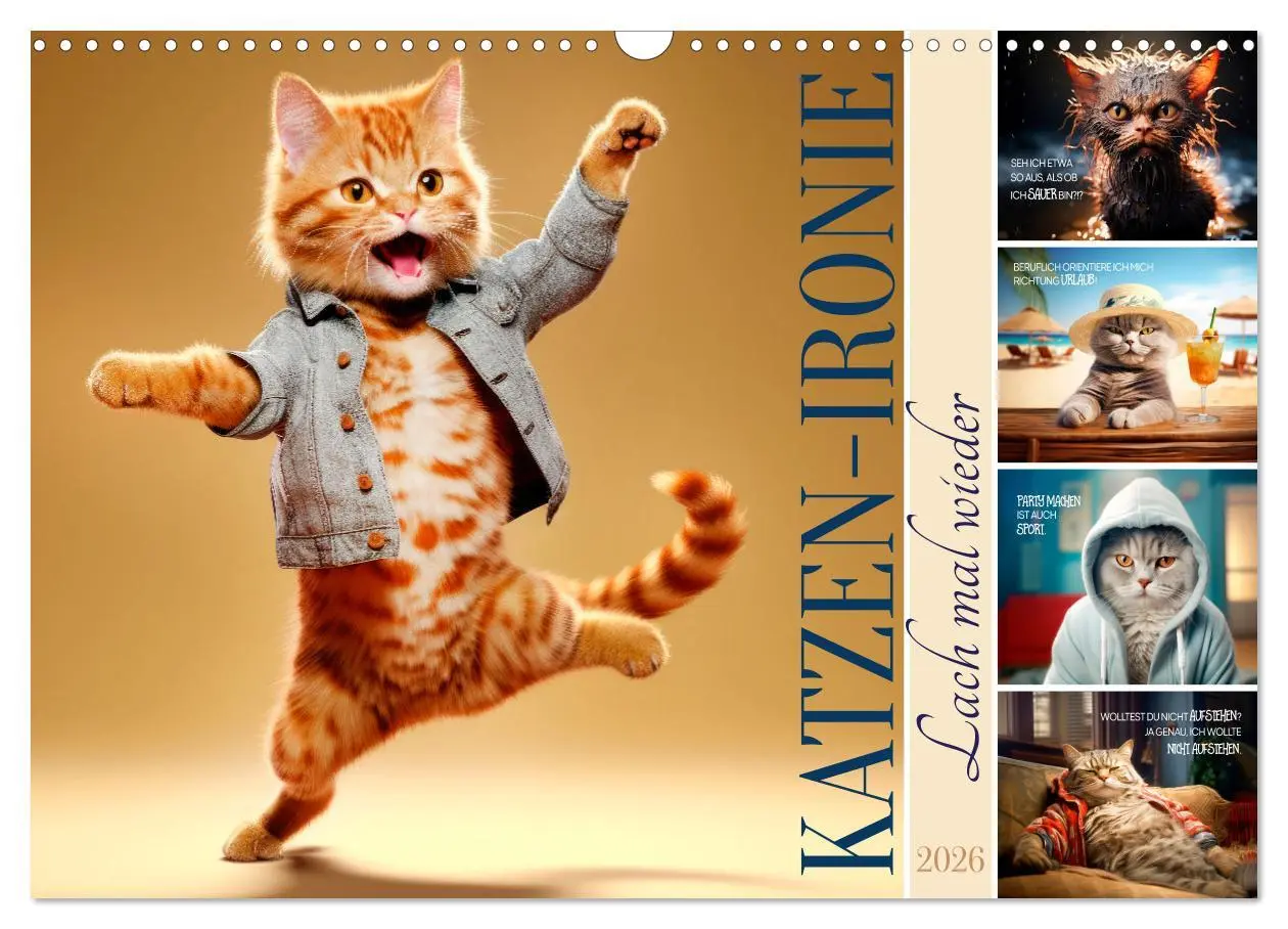 Cover: 9783457463574 | KATZEN-IRONIE Lach mal wieder (Wandkalender 2026 DIN A3 quer),...