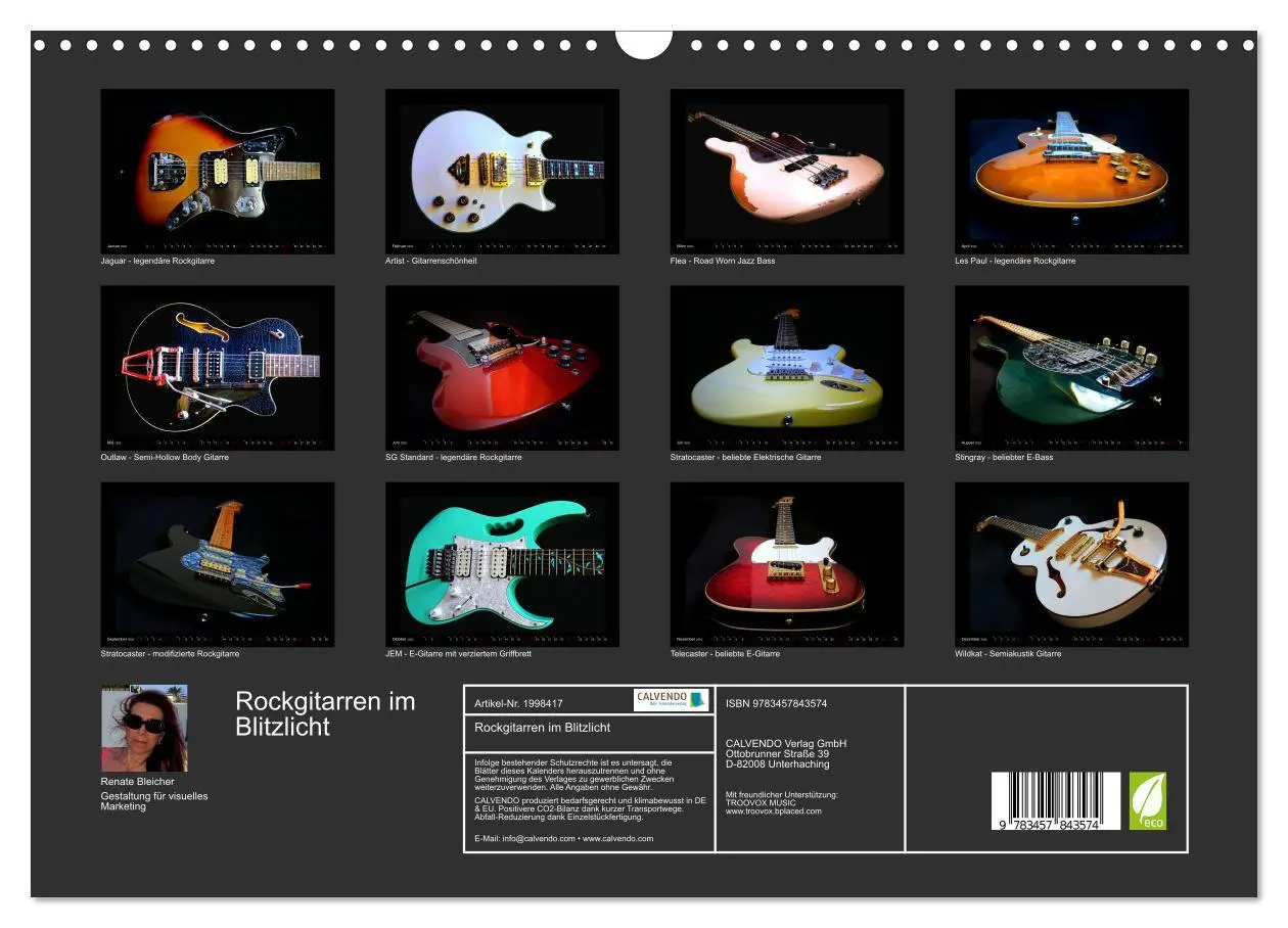 Bild: 9783457843574 | Rockgitarren im Blitzlicht (Wandkalender 2026 DIN A3 quer),...