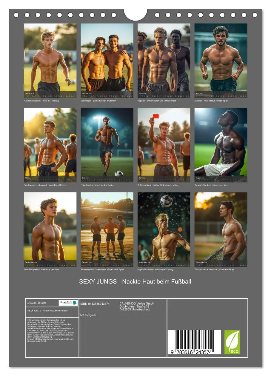 Bild: 9783516243574 | SEXY JUNGS - Nackte Haut beim Fußball (Wandkalender 2026 DIN A4...