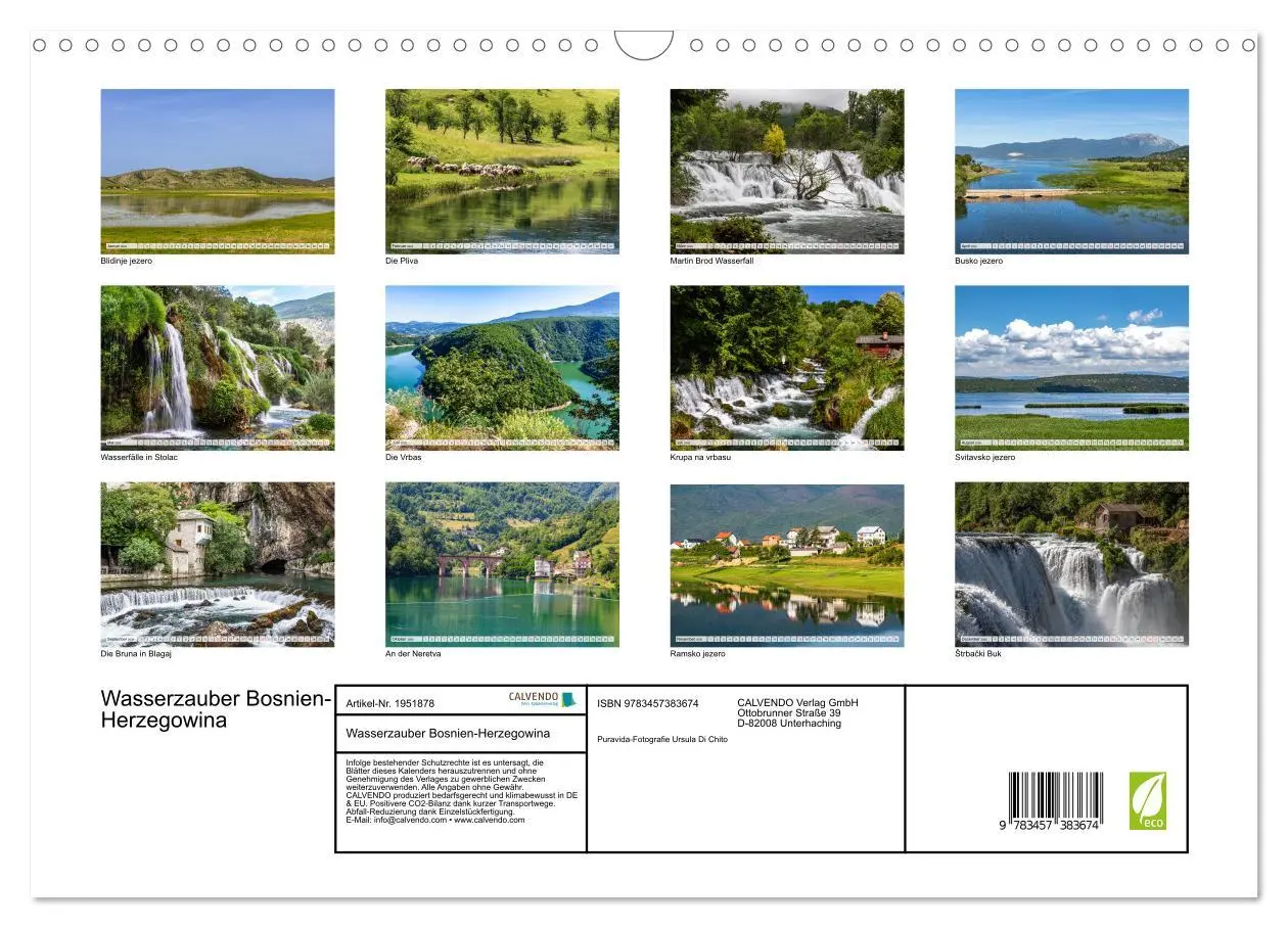 Bild: 9783457383674 | Wasserzauber Bosnien-Herzegowina (Wandkalender 2026 DIN A3 quer),...