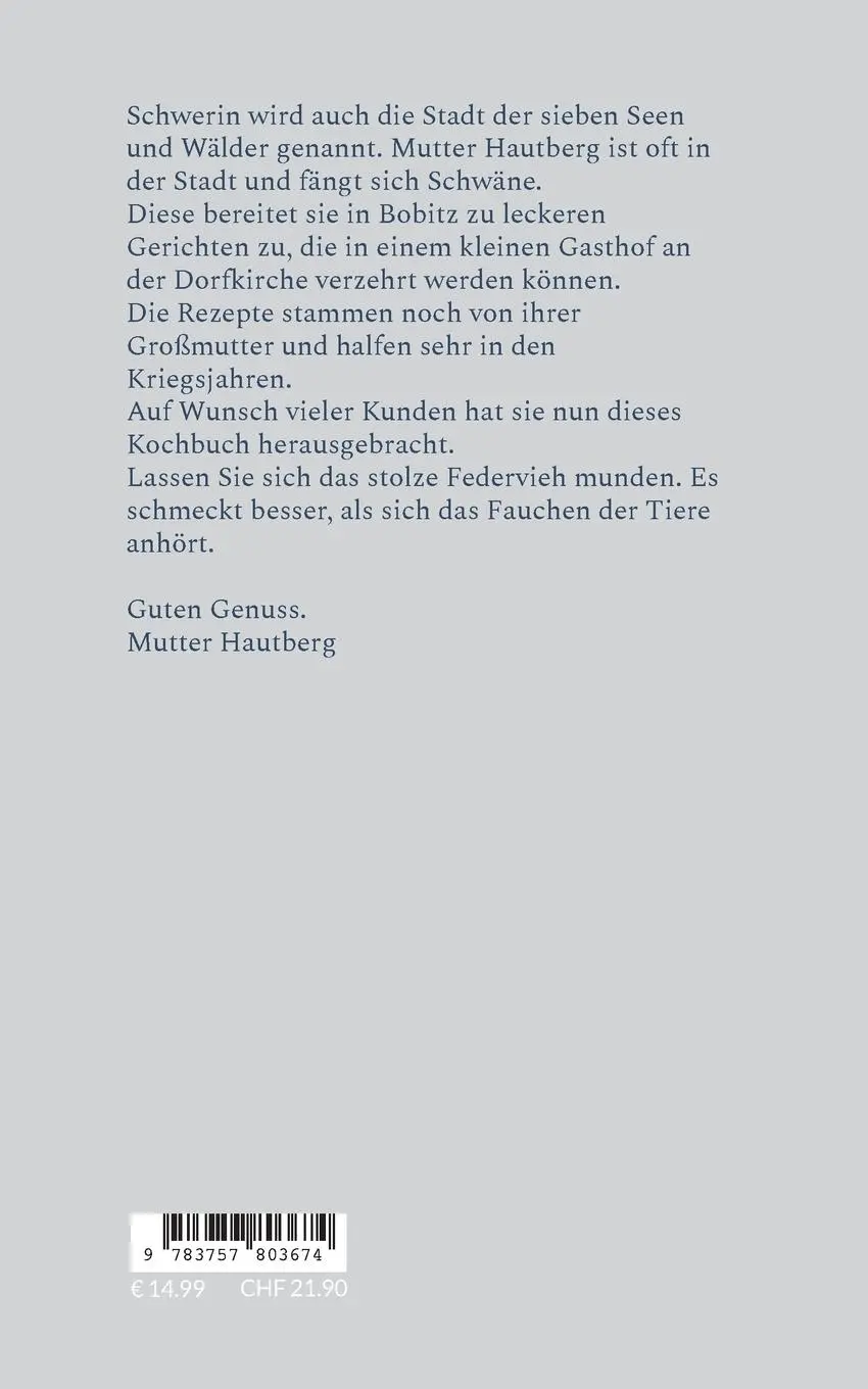Rückseite: 9783757803674 | Leckere Schwanfleischrezepte aus Kriegszeiten | Mutter Hautberg | Buch