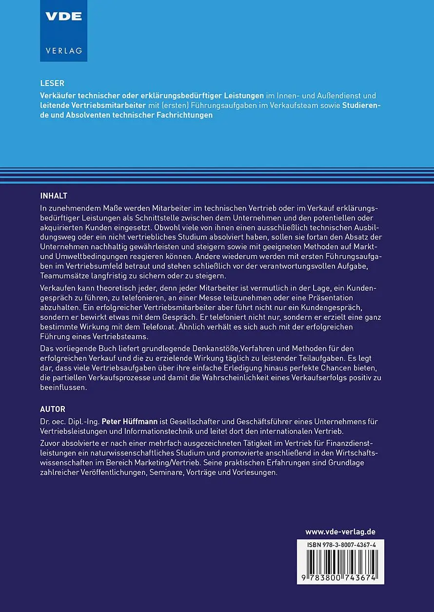 Rückseite: 9783800743674 | Der Vertriebsingenieur | Peter Hüffmann | Buch | 189 S. | Deutsch