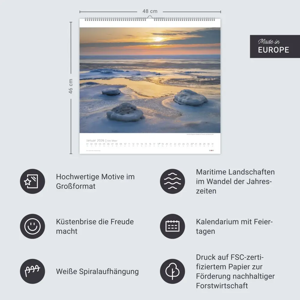 Bild: 9783964023674 | Am Meer Edition Kalender 2026 - Sand, Wind und Wellen | Kalender