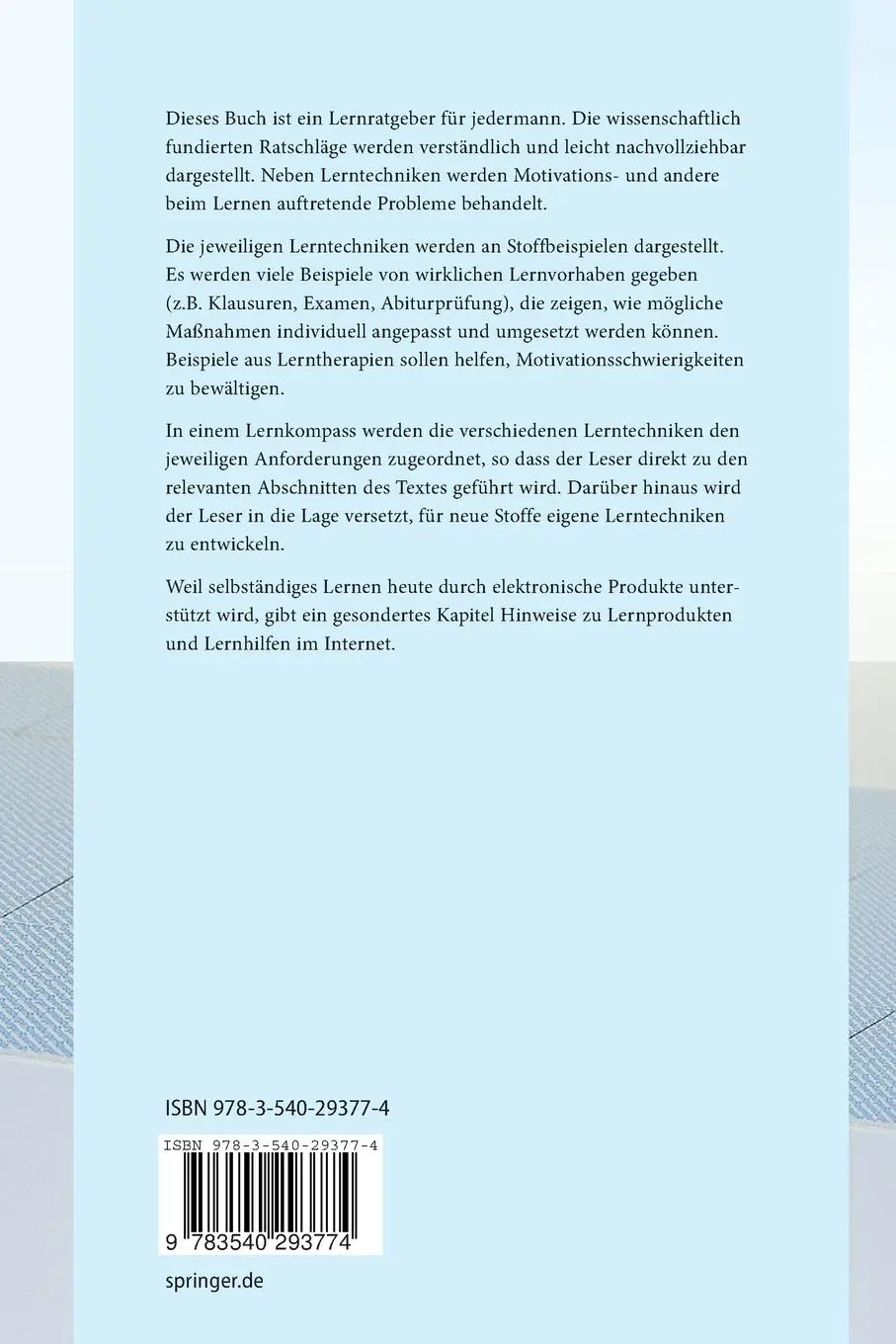 Rückseite: 9783540293774 | Besser lernen | Hans-Dieter Dumpert (u. a.) | Taschenbuch | viii