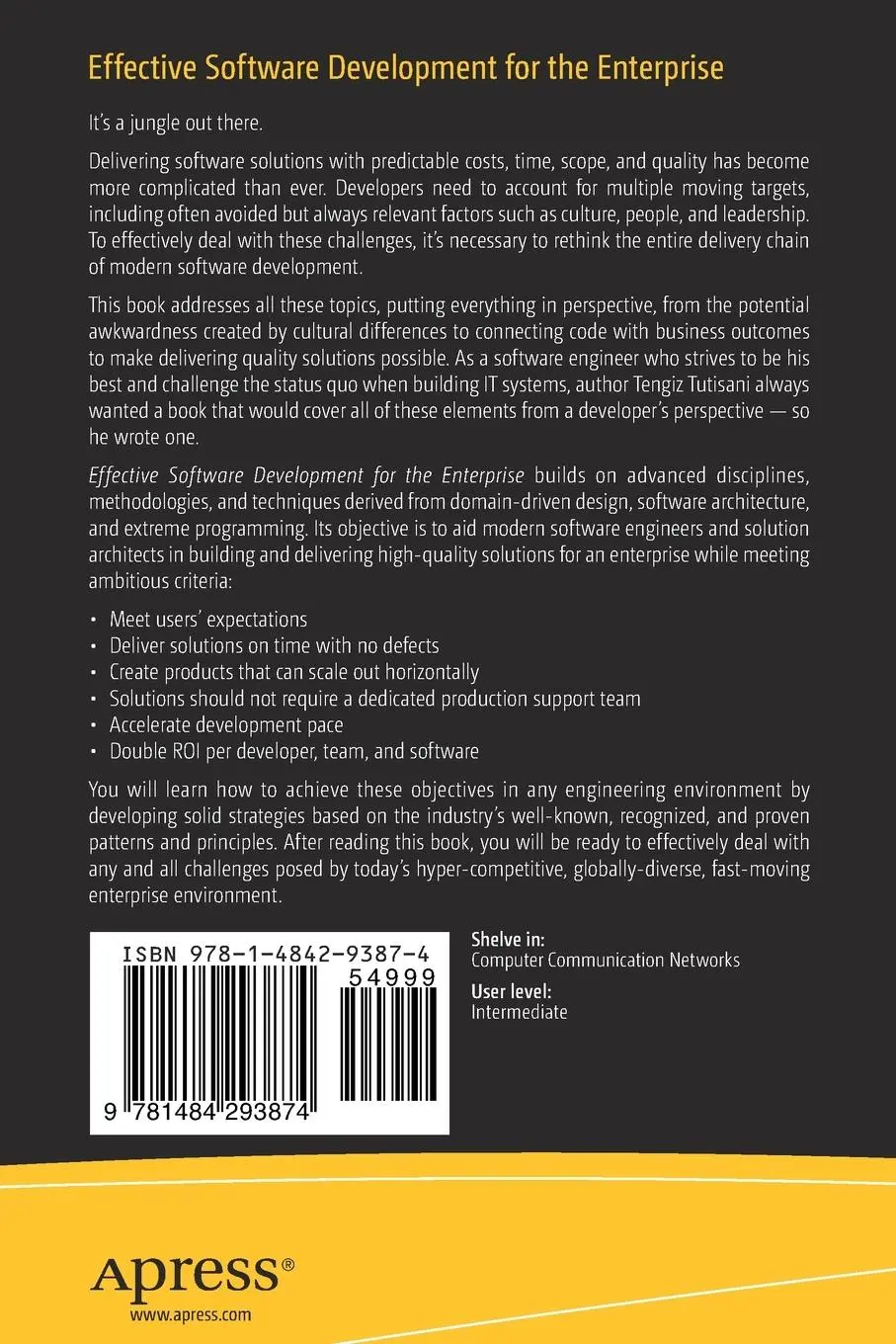 Rückseite: 9781484293874 | Effective Software Development for the Enterprise | Tengiz Tutisani