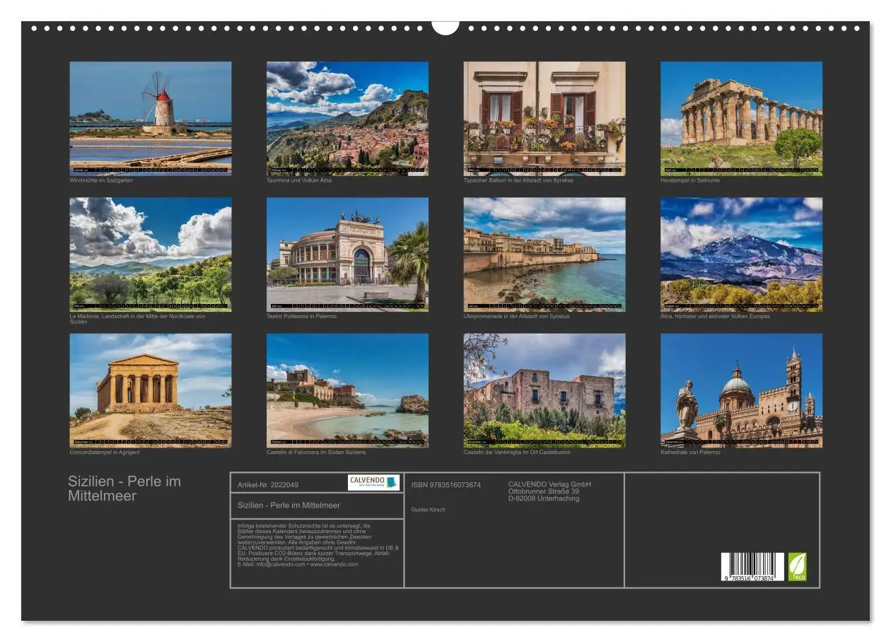 Bild: 9783516073874 | Sizilien - Perle im Mittelmeer (Wandkalender 2026 DIN A2 quer),...