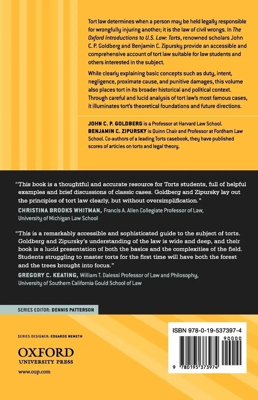 Rückseite: 9780195373974 | Torts | John C. P. Goldberg (u. a.) | Taschenbuch | Englisch | 2010