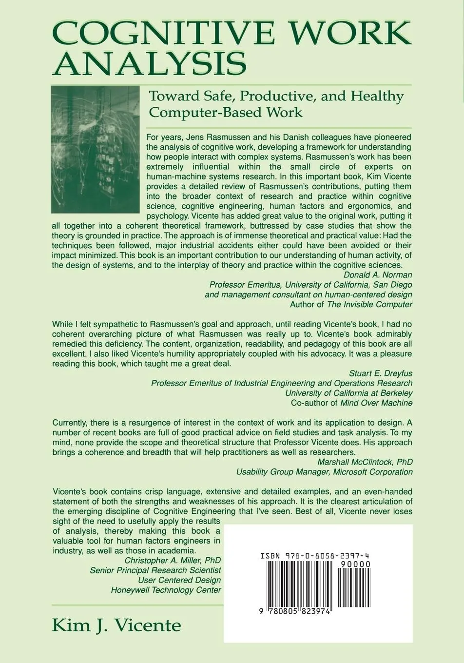 Rückseite: 9780805823974 | Cognitive Work Analysis | Kim J. Vicente | Taschenbuch | Englisch