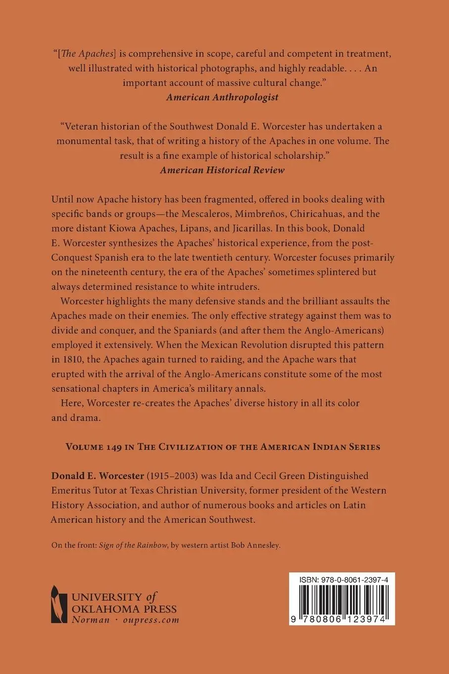 Rückseite: 9780806123974 | The Apaches | Eagles of the Southwest | Donald Worcester | Taschenbuch
