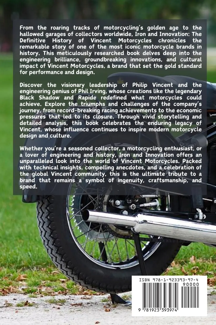 Rückseite: 9781923393974 | Iron and Innovation | The Definitive History of Vincent Motorcycles