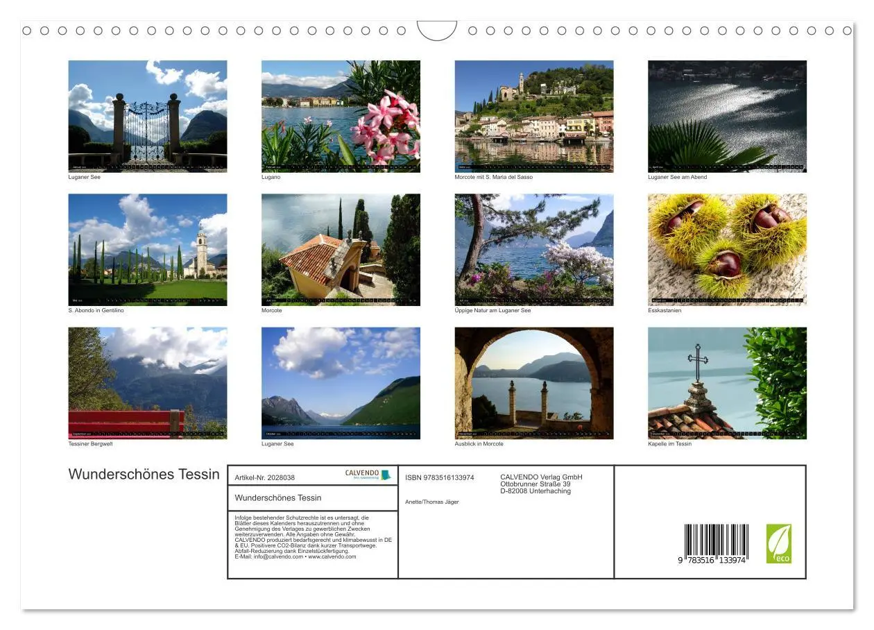 Bild: 9783516133974 | Wunderschönes Tessin (Wandkalender 2026 DIN A3 quer), CALVENDO...