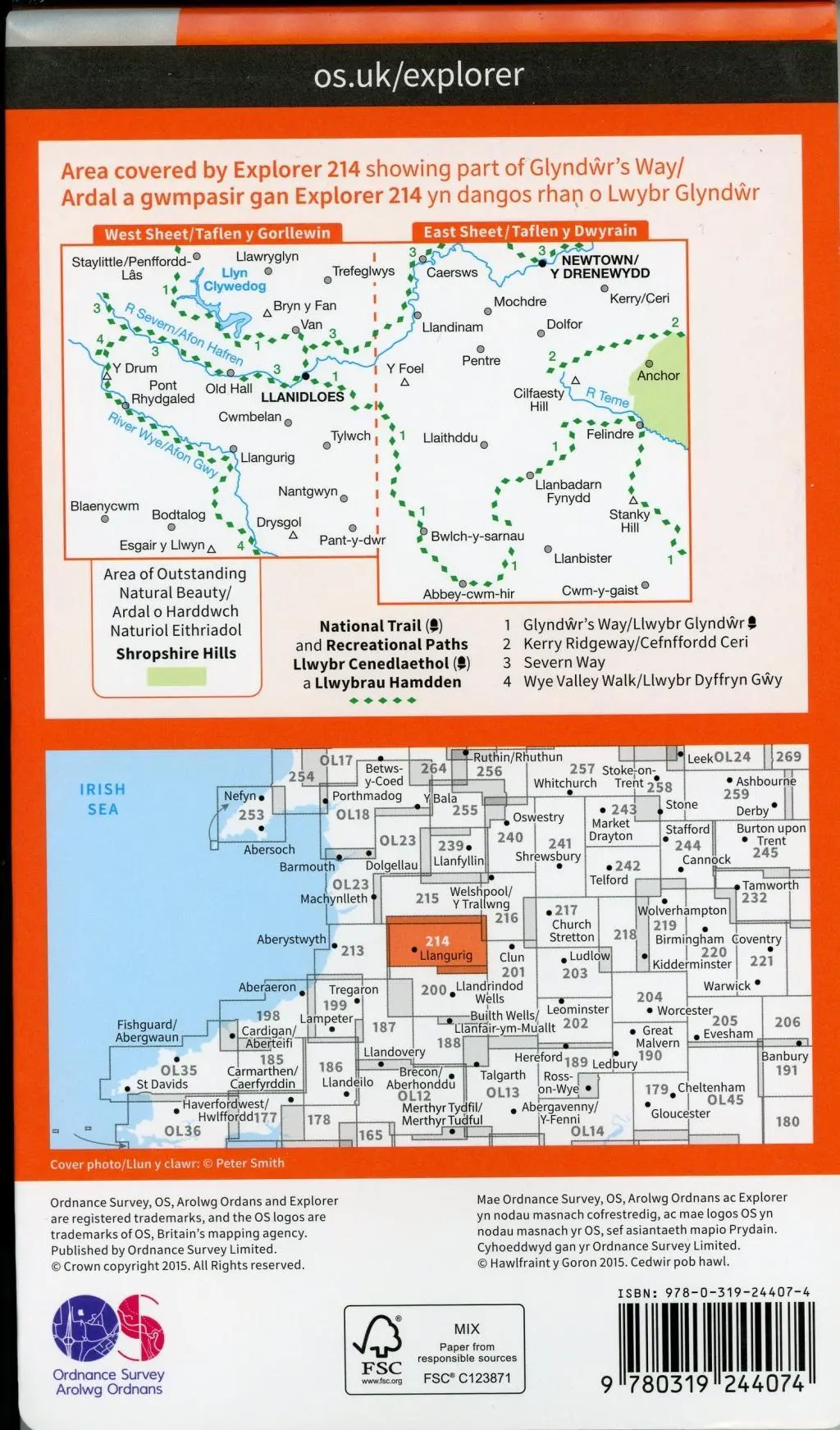 Bild: 9780319244074 | Llanidloes and Newtown - Y Drenewydd | Ordnance Survey | (Land-)Karte