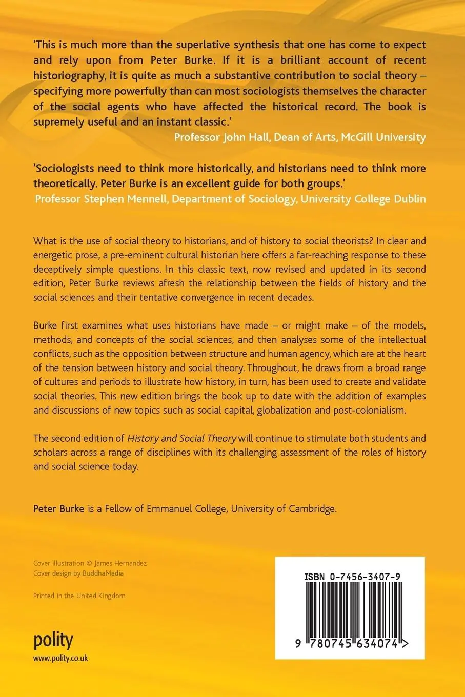 Rückseite: 9780745634074 | History and Social Theory | Peter (Emmanuel College Burke | Buch