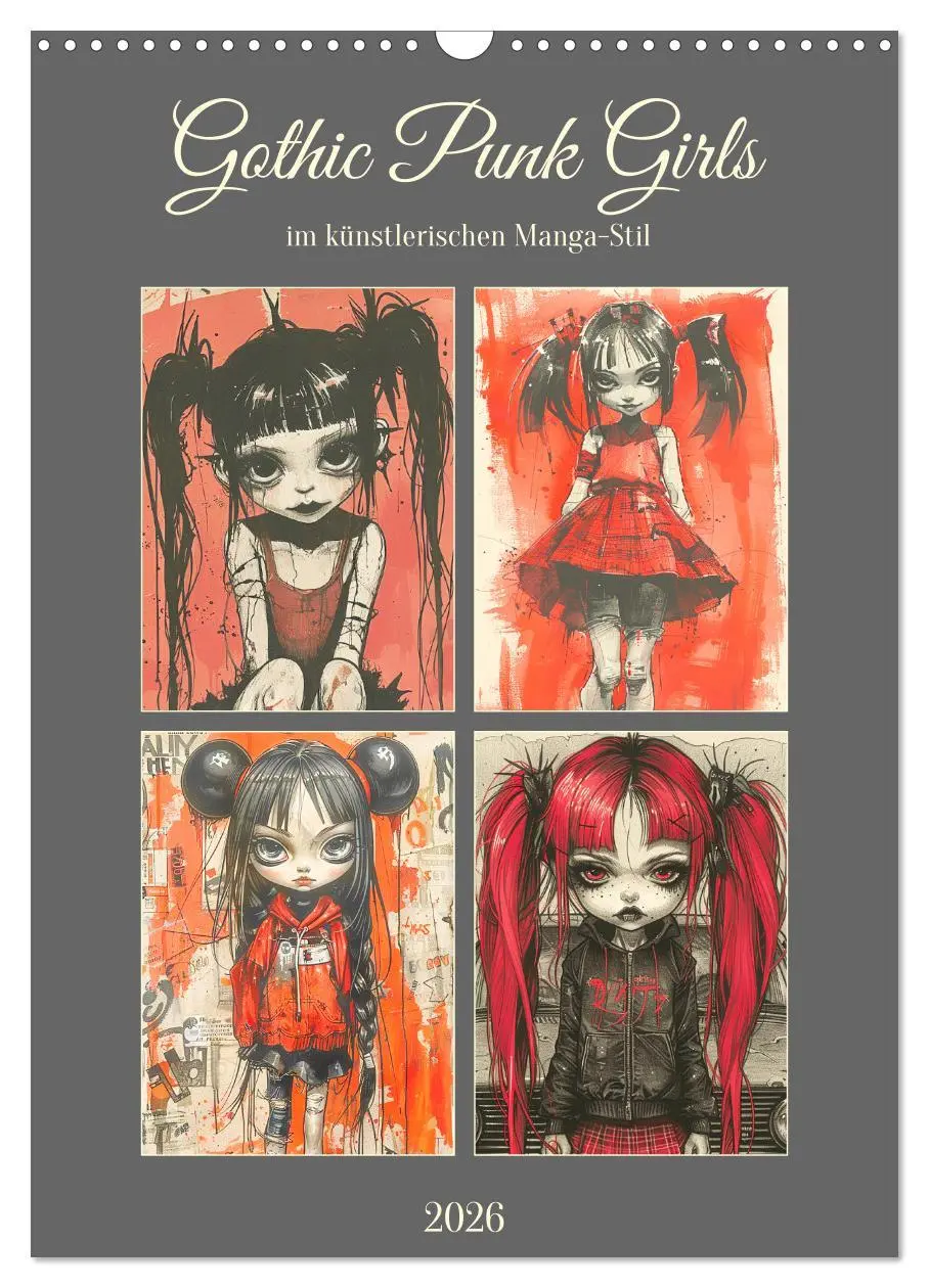 Cover: 9783516264074 | Gothic Punk Girls im künstlerischen Manga-Stil (Wandkalender 2026...