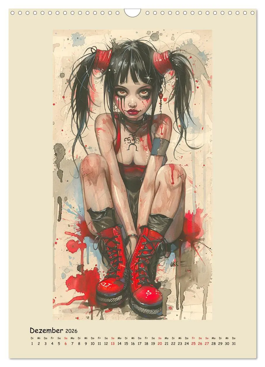Bild: 9783516264074 | Gothic Punk Girls im künstlerischen Manga-Stil (Wandkalender 2026...